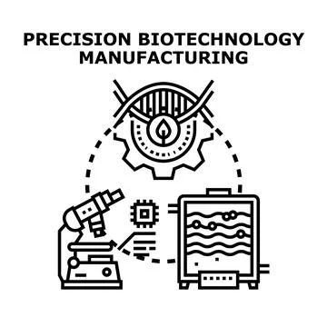 Precision biotechnology manufacturing process concept vector Stock Illustration