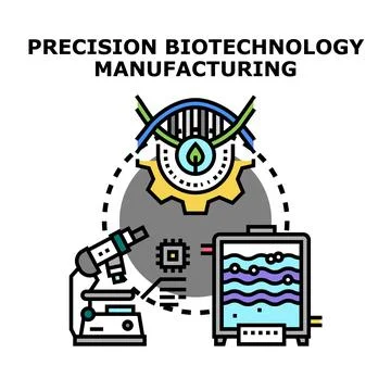 Precision biotechnology manufacturing process concept vector Stock Illustration