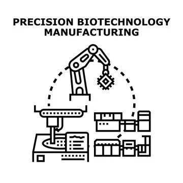 Precision biotechnology manufacturing using robotic automation concept Stock Illustration