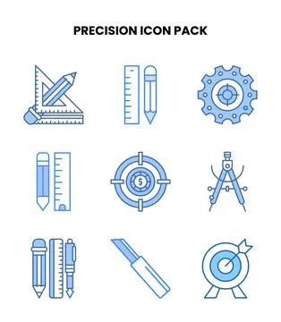 Precision Blue Collection Icons Pack Stock Illustration