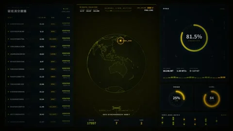 Precision Carbon Ledger Dashboard : Green Tech ESG HUD (ZH-TW) : 4K 库存影片 334833565