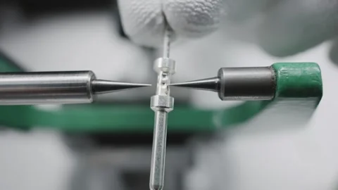 Precision crimp measurement engineering during cable production process in a  Stock Footage 331891474