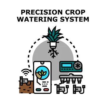 Precision crop watering system for smart agriculture Stock Illustration