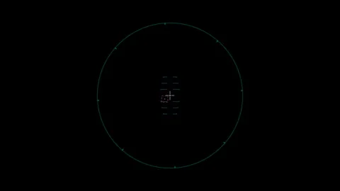 Precision Crosshair Gimbal Reticle with elevation pitch ladder and target lock Stock Footage 345704447