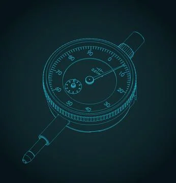 Precision diameter gauge isometric blueprint Illustrazione stock