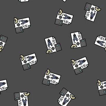 Precision drafting architectural drafter vector seamless pattern Stock Illustration