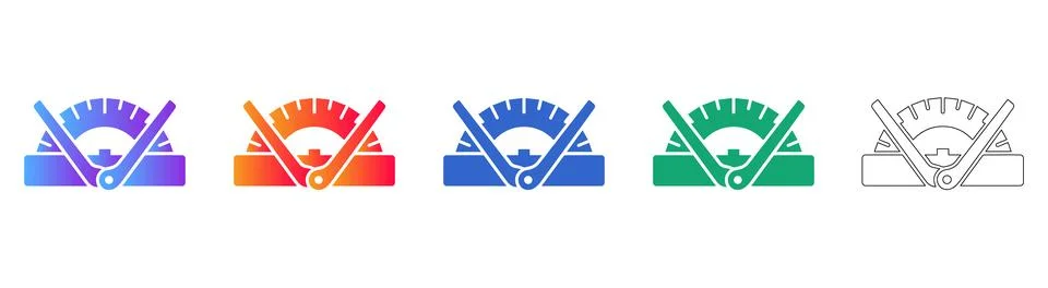 Precision Drafting Protractor Icon Collection Stock Illustration