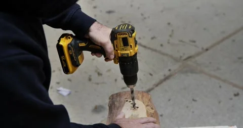 Precision Drill: Expert Woodworking Stock Footage 327756740