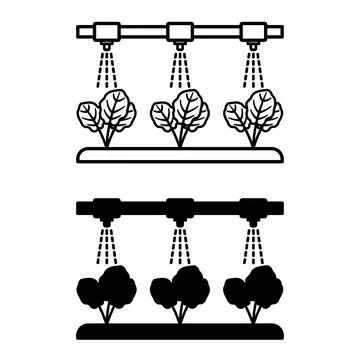 Precision Drip Irrigation Icons. Line and Glyph Vector Illustrations. Moder.. Stock Illustration