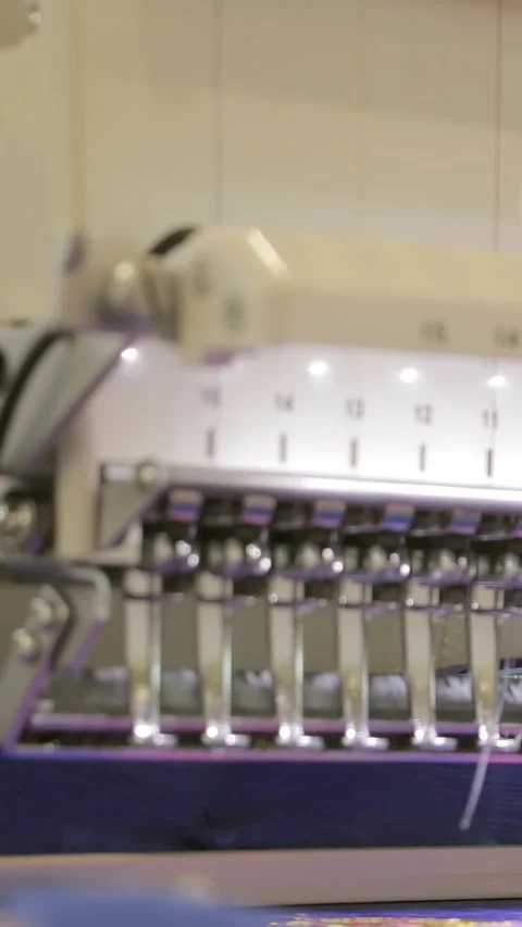 Precision Embroidery Machine Brings Textile Designs to Life 스톡 동영상 344617909