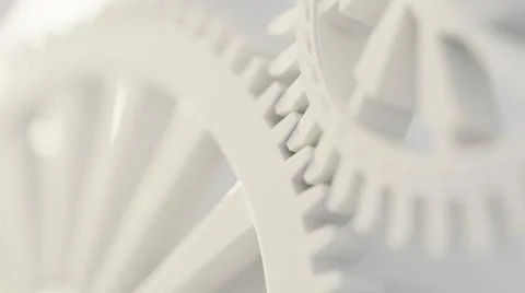 Precision engineering, concept background. Shiny steel gears on light surface Stock Illustration