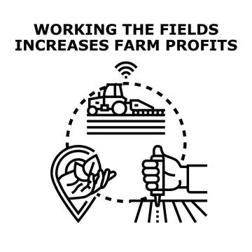 Precision farming managing crops, optimizing fields, and yielding higher prof Stock Illustration
