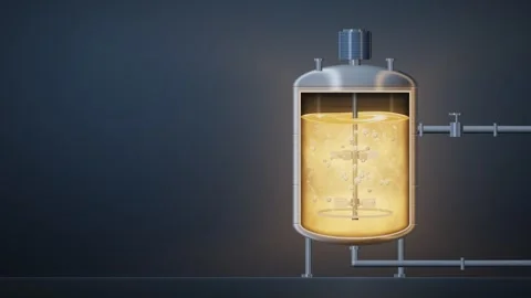 Precision Fermentation Bioreactor Cutaway Stirred Tank Seamless Loop Видео 347279523