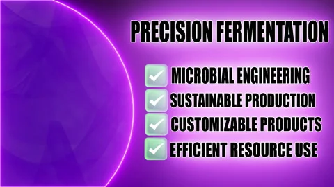 Precision fermentation - Black text on purple neon background Stock Footage 302716538