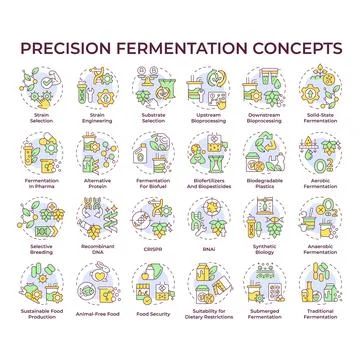 Precision fermentation multi color concept icons Stock Illustration