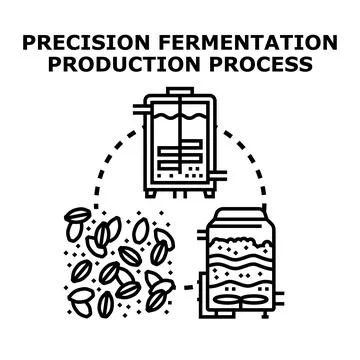 Precision fermentation production process creating innovative food ingredient Stock Illustration