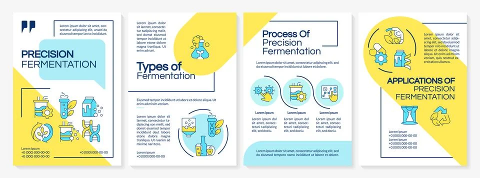 Precision fermentation technology blue and yellow brochure template Stock Illustration