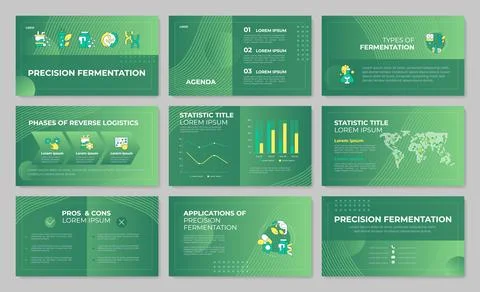 Precision fermentation technology presentation template set Stock Illustration