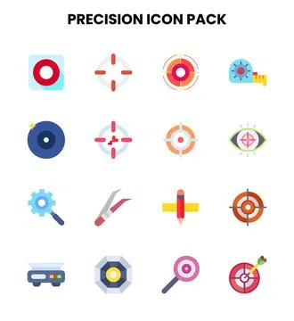 Precision Flat Design Icons Pack Illustrazione stock