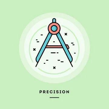 Precision, flat design thin line banner. Vector illustration. Stock Illustration