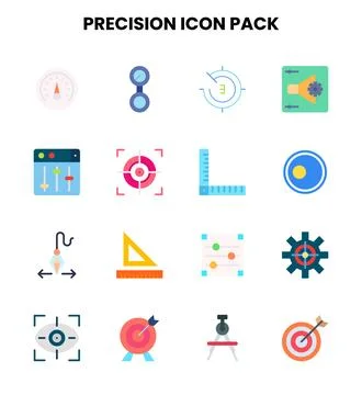 Precision Flat Graphics Icons Pack Stock Illustration