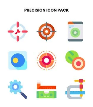 Precision Flat Graphics Icons Pack Stock Illustration