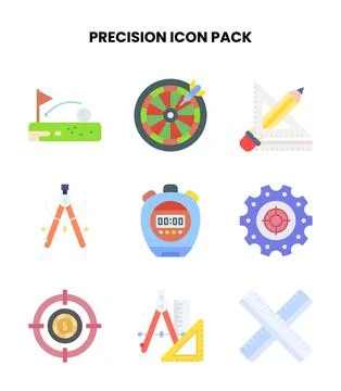Precision Flat Icons Pack Stock Illustration