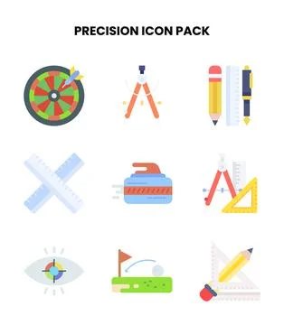 Precision Flat Scalable Icons Pack Stock Illustration