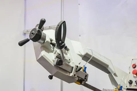 Precision industrial machine controls technology close-up, showcasing adjus.. Stock Photos