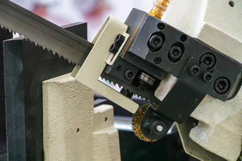 Precision industrial machine processing metal tool close-up, showcasing rob.. Stock Photos