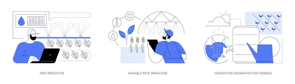 Precision irrigation abstract concept vector illustrations. Stock Illustration