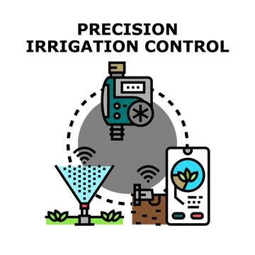 Precision irrigation control system smart farming concept Stock Illustration