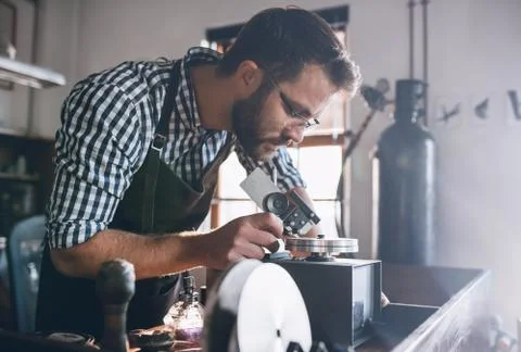 Precision jewelry crafting in progress Stock Photos