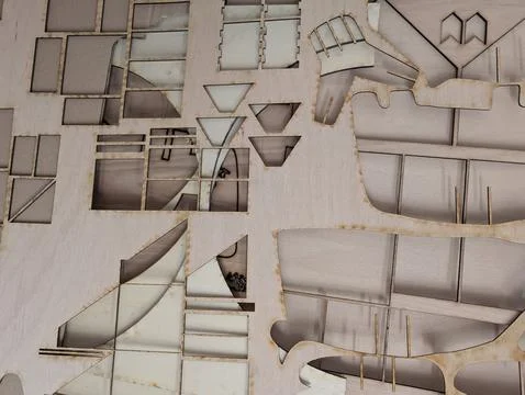 Precision Laser Cut Plywood Model Components Stock Photos