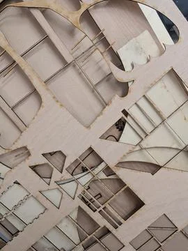 Precision Laser Cut Wood Model Pieces Stock Photos