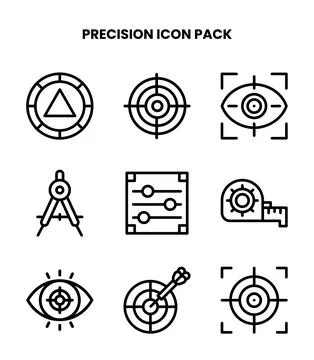 Precision Line Graphics Icons Pack Stock Illustration