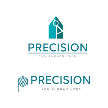 Precision Logos, Clean design and Modern, In Turquoise. Line Icon Desing Stock Illustration