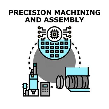 Precision machining assembly manufacturing process technology Stock Illustration