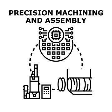 Precision machining assembly manufacturing process technology Stock Illustration