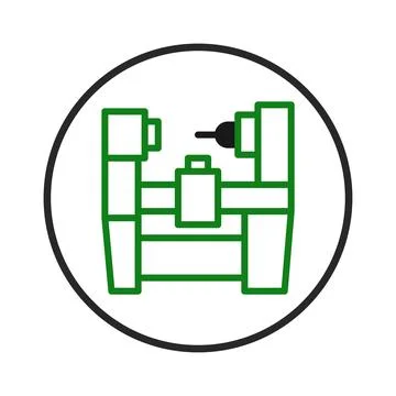 Precision machining emblem showcasing automated manufacturing process in in.. Stock Illustration