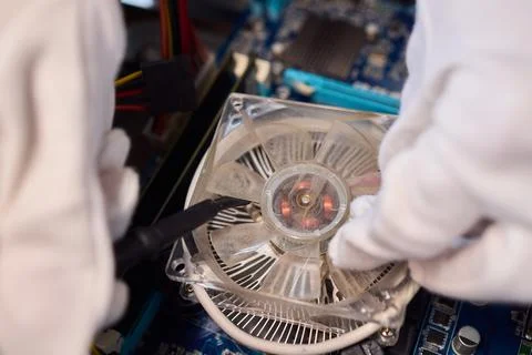 The Precision Maintenance of Computer Components Should Be Done with Proper Care Stock Photos