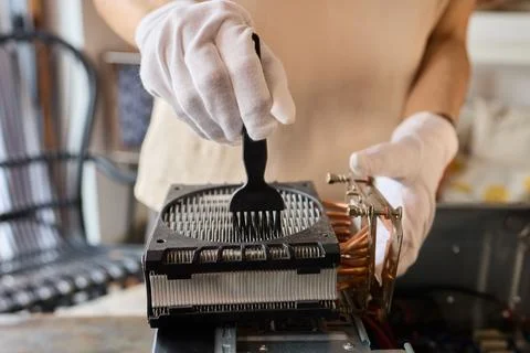 The Precision Maintenance of Computer Components Should Be Done with Proper Care Stock Photos