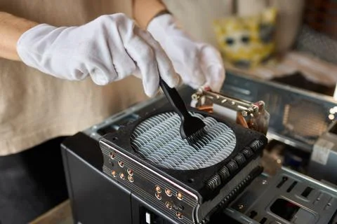 The Precision Maintenance of Computer Components Should Be Done with Proper Care Stock Photos