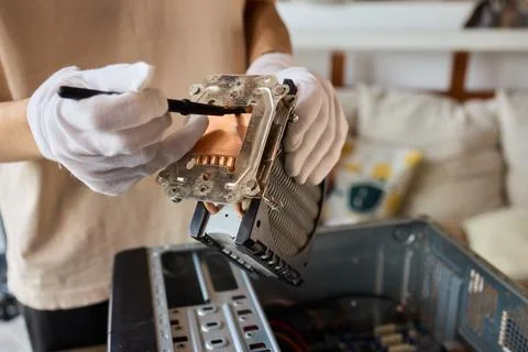 The Precision Maintenance of Computer Components Should Be Done with Proper Care Stock Photos