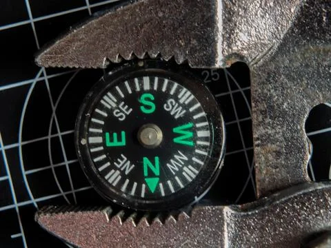 Precision Measurement Tools: Understanding the Compass and Caliper Stock Photos