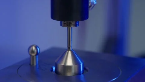Precision Measuring Probe Inspecting Metal Part, Laboratory, Macro Shot Stock Footage 341489079