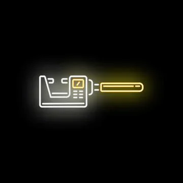 Precision measuring tool neon icon glowing dark Stock Illustration