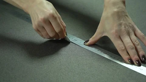 Precision Measuring Using a Ruler and a Pencil for Various Craft Projects and Stock Footage 310248829