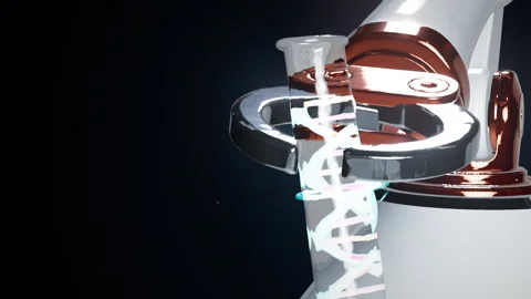 Precision mechanical arm with bio-digital code, 4K Stock Footage 337440354