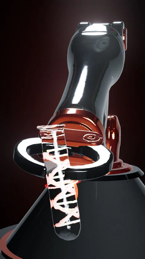 Precision mechanical arm with toxic sample, Vertical 9:16 4K 스톡 동영상 337439414